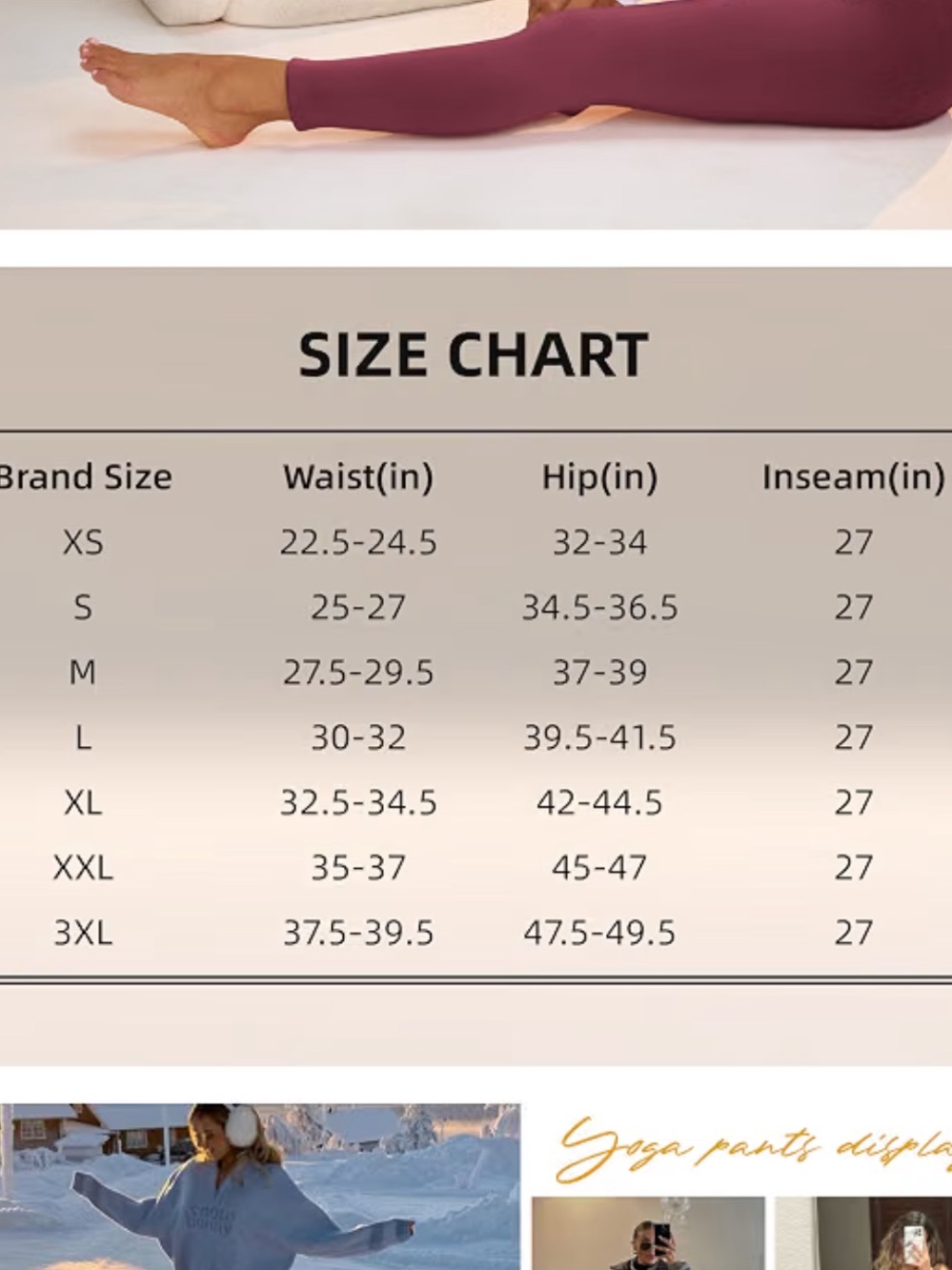 Thick Fleece Lined Leggings Tummy Control High Waisted Workout Thermal. Size L - Picture 2 of 2